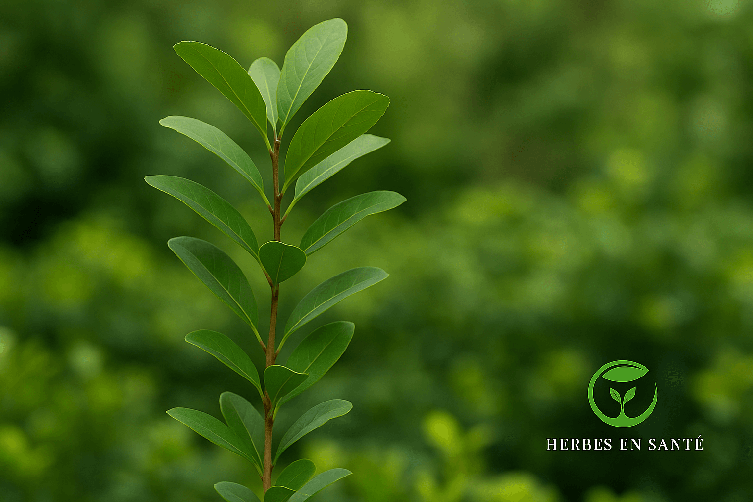 Photo réaliste de la plante de maté (yerba mate) avec ses feuilles vertes utilisée en infusion, stimulante et riche en antioxydants – Herbes en Santé