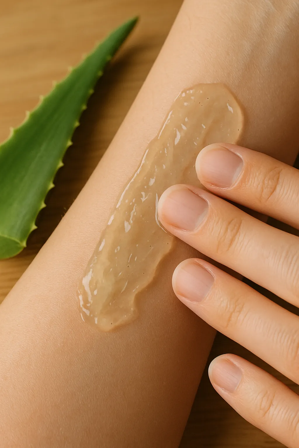 Gel d’aloe vera appliqué sur la peau hydratation