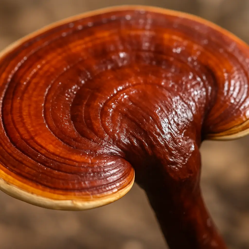 Chapeau laqué du reishi en gros plan