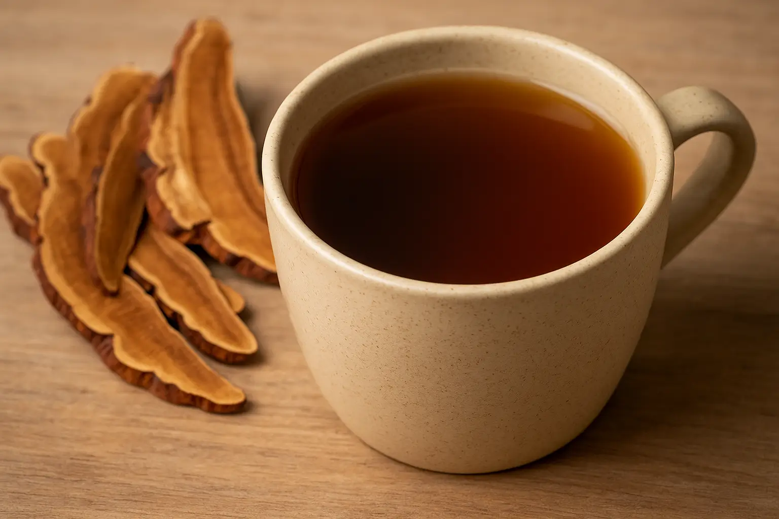 Infusion de reishi dans une tasse