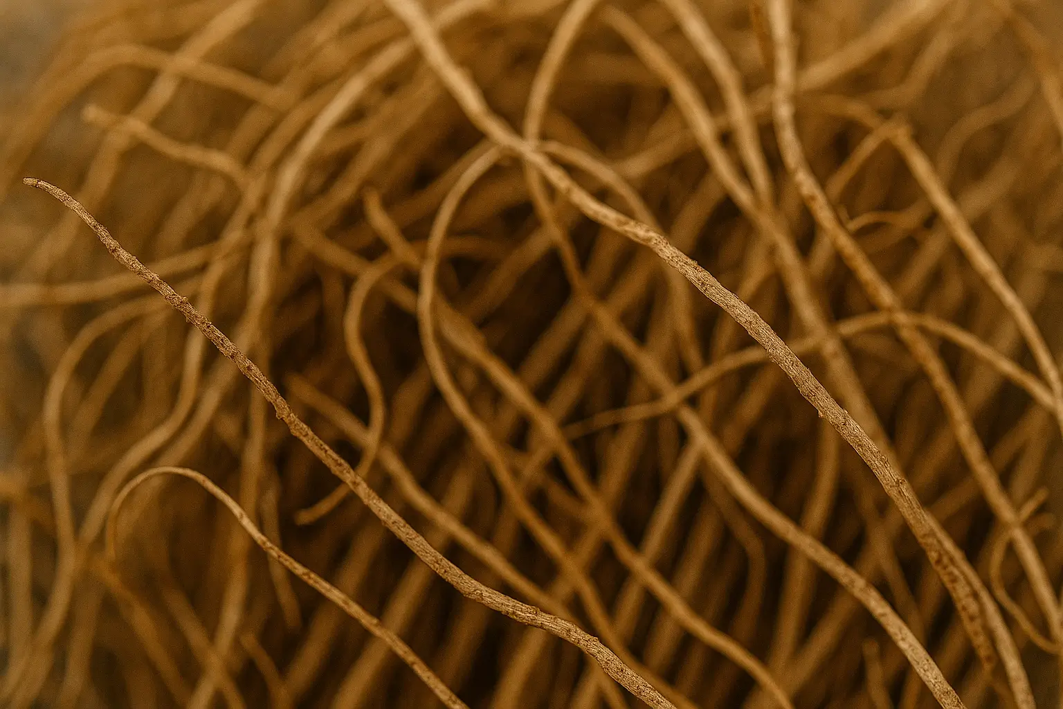 Détail des fibres de racines de vetiver utilisées pour macération