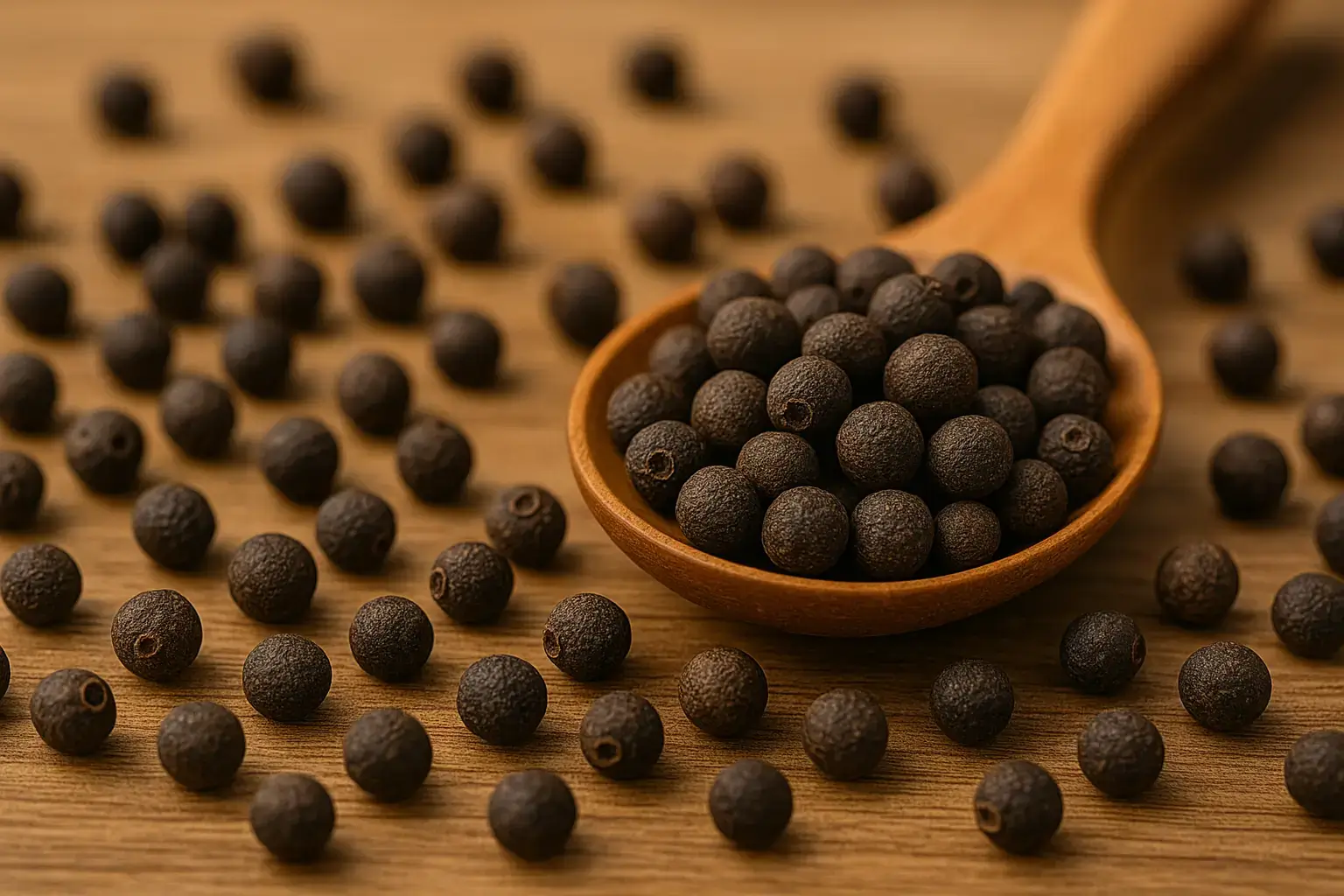 Baies séchées de bois d’inde Pimenta dioica prêtes à être utilisées comme épice