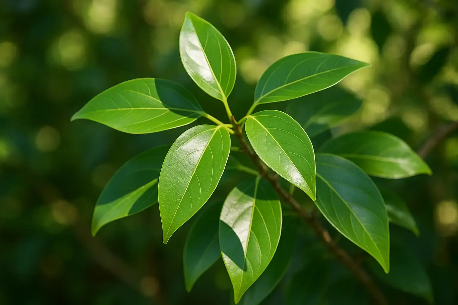 Ravintsara (Cinnamomum camphora CT cinéole) feuilles ravintsara fraiches branchage 1200x800