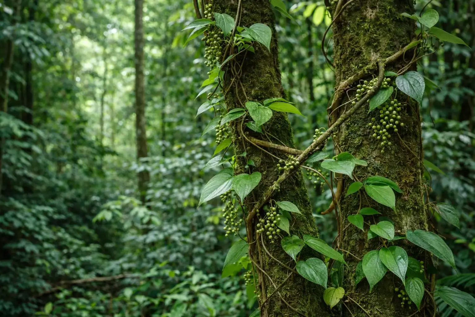 Liane de salsepareille Smilax en forêt tropicale